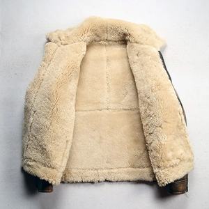 Hiver Haute Qualité Plus Size Vintage Véritable Manteau en Cuir de Mouton Shear-ling Bomber Jackets - Product Image 4