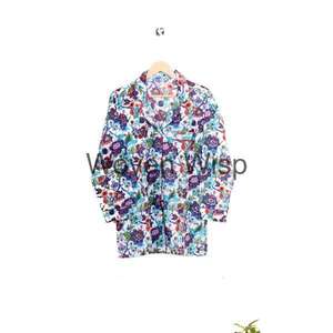 Conjunto de pijama a cuadros de algodón hecho a mano para mujer, ropa de dormir informal de moda sostenible para ropa de dormir de diseñador de invierno de India-a granel - Product Image 5