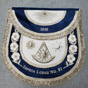 Masonic Hub 100% Lambskin White <b>Leather</b> Hand Embroidered past Master <b>Apron</b> Kit | masonic regalia uniforms accessories - Product Image 4
