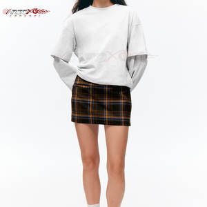 Camiseta de mezcla de algodón de doble capa para mujer con hombro caído y diseño de ajuste de gran tamaño, camiseta de manga larga de doble capa para mujer - Product Image 6