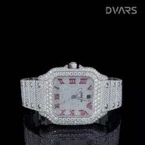 นาฬิกาข้อมือผู้ชายคุณภาพสูง หรูหรา สไตล์ฮิปฮอป ประดับเพชรแบบกำหนดเอง เครื่อง ETA ตัวเรือนสแตนเลส หน้าปัดกระจก พร้อมส่งในสหรัฐอเมริกา - Product Image 5