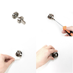 Set di 5 serrature per porte interne in nichel satinato con diametro 35 mm Zamak con rosetta rotonda - Product Image 4