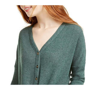 Top in maglia a costine con laccetti sul davanti Ultra Flirt da donna, colore verde, taglia junior Small - Product Image 2