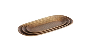 Ensemble de 3 plateaux ovales en bronze antique, artisanat en métal, finition martelée texturée, plateau de service décoratif, décoration de mariage et de la maison - Product Image 2