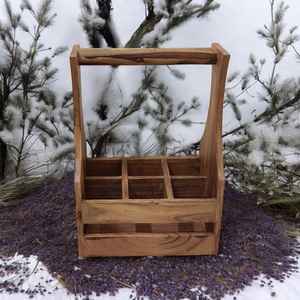 Handcrafted Acacia <b>Wood</b> <b>Spice</b> <b>Rack</b> Caddy Natural Oil Finish Standing Type Storage for <b>Spices</b> Beer Soda Bottles Home Use - Product Image 3