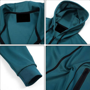 Fleece Unisex grueso algodón Jogging hombres chándales Casual logotipo personalizado chándales con capucha liso Sudadera con capucha y Joggers conjunto para hombres - Product Image 3