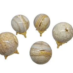 Agate de dentelle jaune naturelle de haute qualité et de qualité précieuse pierre d'agate de dentelle jaune sphère décoration de la maison utilisée pour la guérison
