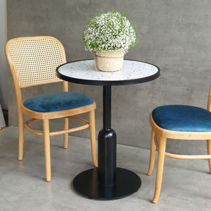 CBCF269 Round Cafe <b>Table</b> and Chair <b>Set</b> with 2 Comfortable Thonet Chairs 1 <b>Coffee</b> <b>Table</b> for <b>Coffee</b> Shops Durable Square Pattern - Product Image 4