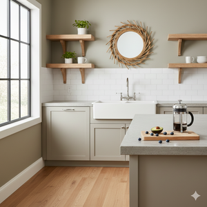 Espejo Redondo de Pared/Tocador ECONA, Hermoso y Ecológico, Hecho a Mano con Bambú y Ratán Tejido, Diseño Boho Sunburst para Baño y Dormitorio - Product Image 1