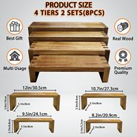 Présentoir de buffet en bois d'acacia, support de restauration pour buffet, desserts, tasse à gâteau, étagère à plusieurs niveaux, organisateur