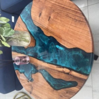 Mesa de Centro de Resina Epoxi Hecha a Mano, Diseño Moderno y Ecológico para el Hogar, Ideal para el Retiro y Decoración Interior en Diwali