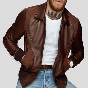 Poches doublées sur le front-Hommes Mode Véritable Rouge-Cuir Casual Fashion Bombers Jackets Coat - Product Image 3