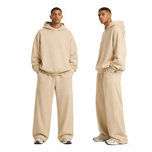 Conjunto Deportivo Personalizado 2026 para Hombre, Color Beige con Parches, Sudadera con Capucha y Pantalones Anchos, Estilo Casual Urbano - Product Image 5