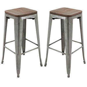 Ensemble de 2 tabourets de bar décoratifs en métal et aluminium de style unique tabouret d'assise décoratif en métal de finition antique le plus vendu - Product Image 1