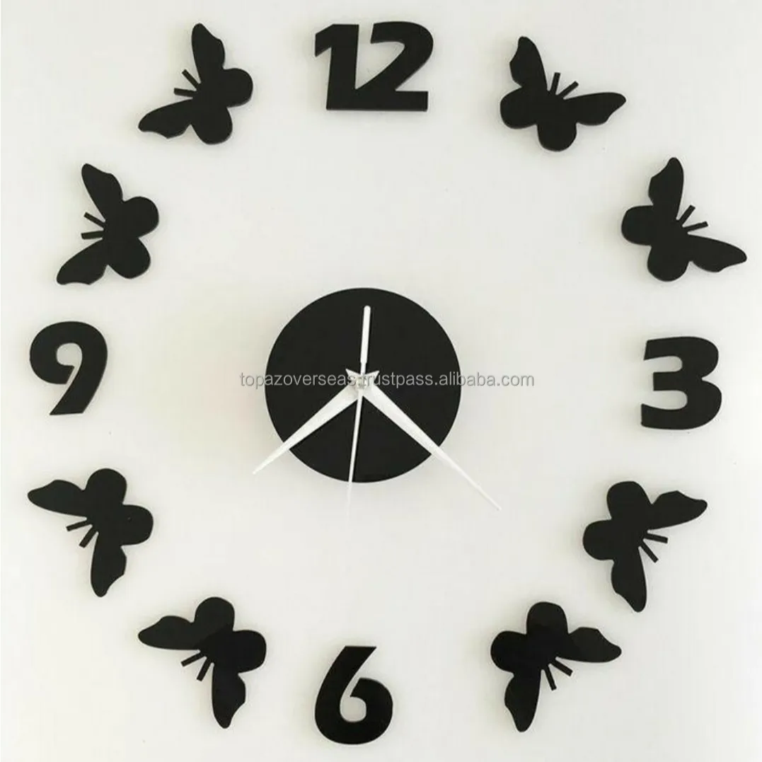 Latest Design High Demand Butterfly and English Number DIY Acrylic Sticker Wall Clock