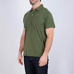 Chemises polo pour hommes à manches courtes, polo en piqué de coton ajusté - Product Image 6