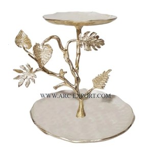 Soporte clásico de lujo de aluminio chapado en oro para servidor de pasteles, soportes de Metal para pasteles, diseño fabuloso para organizador decorativo de mesa - Product Image 5