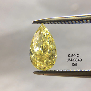 ลูกแพร์ตัดเพชรสีเหลืองเข้มได้รับการรับรองจากอีจี0.50กะรัตเพชร100% เพชรแฟนซีทรงหลวมธรรมชาติ - Product Image 1