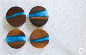 Prix de gros Dessous de verre en bois en résine époxy personnalisé Dessous de verre en résine design Dessous de verre en résine personnalisés Couleur boisée naturelle de qualité supérieure - Product Image 4