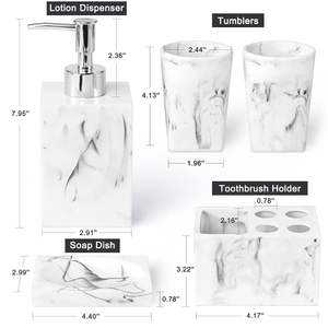 Accessoires de salle de bain d'art en résine les plus tendances Ensemble durable et fiable Cadeau parfait pour les salles de bain - Product Image 2