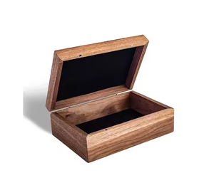 Crescent Crafts, lujosa caja de almacenamiento de madera, recuerdo rectangular de madera maciza para Anillos y joyas, patrón cuadrado, embalaje de cartón - Product Image 5