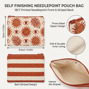 Sacs de projets de broderie au point de croix 18ct, pochette zippée à trois côtés en toile rayée à motif floral imprimé, <span class=keywords><strong>pour</strong></span> sac de broderie au point de croix - Product Image 4