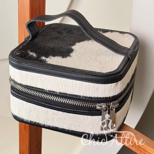 Portable maquillage cosmétique bijoux boîte-cadeau en cuir de vachette véritable haute qualité mallette de rangement bijoux organisateur boîte pour femmes - Product Image 1