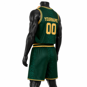 Ensemble d'uniformes d'équipe de basketball respirants personnalisés |   Shorts de basket-ball sublimés à l'avant, 100% polyester |   Marque privée OEM - Product Image 5