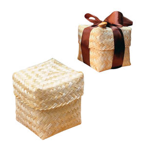 CESTAS DE BAMBÚ Tejido Natural Estilo Rústico para Embalaje de Regalo y Decoración de Temporada Boda Regalo de Invitados Bodas Boho y Bodas al Aire Libre - Product Image 1