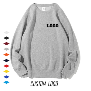 Sweat-shirt à col rond uni en gros, manches longues, coton, logo personnalisé, broderie surdimensionnée, sweat-shirt pour homme - Product Image 1