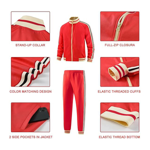 Ensemble de survêtement pour homme athlétique en tissu polyester avec fermeture éclair intégrale, tenue décontractée pour l'entraînement et le jogging - Product Image 5