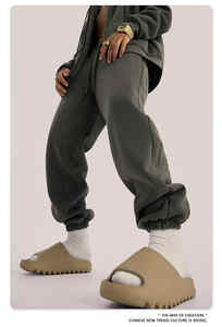 กางเกงวิ่งผ้าฝ้ายหนาสำหรับทุกเพศกางเกงวอร์มผ้าเฟรนช์เทอร์รี่ไซส์ใหญ่พิเศษพิมพ์ลายกำหนดเองโลโก้เอวกันลมไซส์ใหญ่พิเศษถัก - Product Image 6