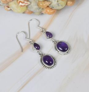 925 solide en argent Sterling filles boucles d'oreilles bijoux en argent boucles d'oreilles pour femmes balancent boucles d'oreilles haute qualité améthyste pierre précieuse - Product Image 2