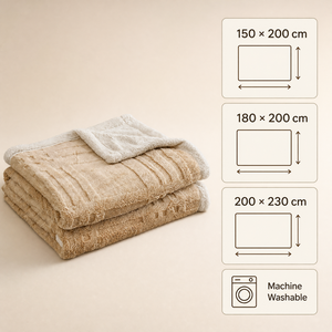 Manta de felpa cálida de doble cara reversible de Polonia, suave forro polar marrón taupe para cama, entrega rápida en la UE - Product Image 3