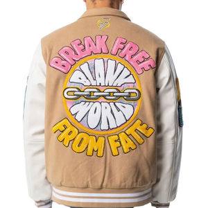 Venta caliente de los hombres de la calle estilo Varsity chaqueta de moda largo invierno Casual Street Wear Stand personalizable liso teñido - Product Image 3