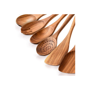 Cuillère en bois servant et cuisinant Cuillères brunes en bois Ustensile de cuisine, cuillère en bois, cuillère de cuisson du Viet Nam - Product Image 1
