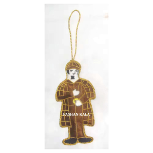 Super Qualité Golden Zari Broderie Et Perlé À La Main Travail Conception Unique Homme Forme Coloré Arbre De Noël Ornement Suspendu - Product Image 1