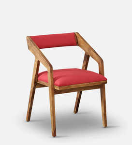 Chaise de salle à manger avec bras en bois de teck massif avec coussin en tissu pour la maison, le salon, l'appartement ou l'hôtel. - Product Image 6