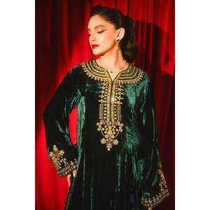Taliah Winter Collection <b>Women's</b> Elegant <b>Velvet</b> Mandarin Collar Eco-Friendly <b>Tops</b> - Product Image 5