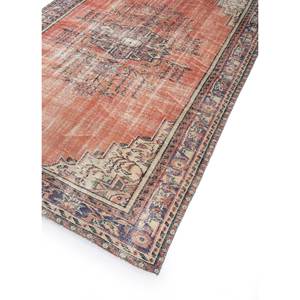 Tapis vintage en laine noué à la main, motif médaillon rouge et orange, 9x12, pour la décoration du salon - Product Image 2