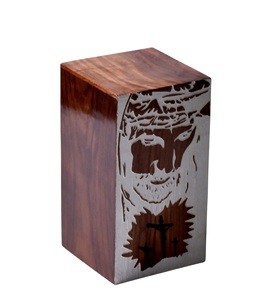 Rosewood Urn for Human Ashes - Cetlic cross And jesus Face Wooden <b>Box</b> - Personalized Cremation Urn for Ashes Handcrafted <b>Large</b> - Product Image 1