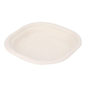 Fabricant d'assiettes en papier carrées jetables jetables en bagasse Ensemble de 6 pouces de diamètre Assiettes en papier jetables beiges écologiques idéales - Product Image 1