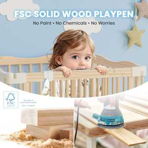 Adjustable Modern Montessori Playpen Safety Wooden Baby <strong>Stair</strong> <strong>Gate</strong> Foldable Safe Play Fence for Indoor Outdoor - Product Image 5