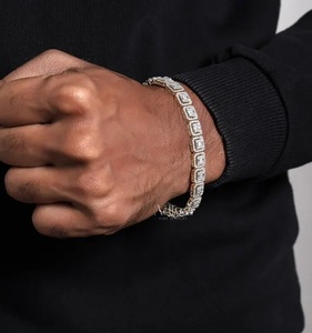 Hip Hop Iced Out Bling Wedding Bracelet Cadena de oro rosa de 18 quilates con Baguette Diamond Square Shaped Bracelet para hombres/mujeres - Product Image 4