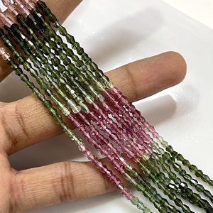 Perles de pierre en forme de tambour à facettes multi-tourmaline 3MM uniques perles en gros de tourmaline naturelle pour la fabrication de bijoux - Product Image 1