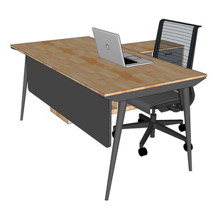 Bureau de direction en bois naturel HBCO052, style contemporain de luxe, design à une seule jambe et avec armoire, mobilier de bureau ou table d'ordinateur - Product Image 5