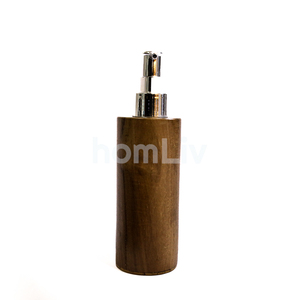 Distributeur de savon moderne en bois de teck naturel fait main, écologique, avec flacon pompe rechargeable pour usage domestique et hôtelier - Product Image 2