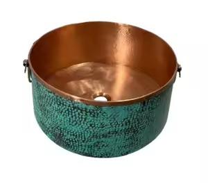 Designer Golden Copper Sink Dual Section Sleek <b>Modern</b> Oval Shape High-Quality Craftsmanship Adds Timeless Charm - Product Image 2