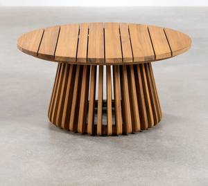 Table basse d'extérieur moderne et luxueuse en bois de teck massif Mobilier rond naturel durable pour hôtels et villas - Product Image 2