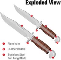 Couteau de chasse à lame fixe en acier H.C de haute qualité 1095 personnalisable OEM gaine de poignée en cuir à forte adhérence incluse pour le camping